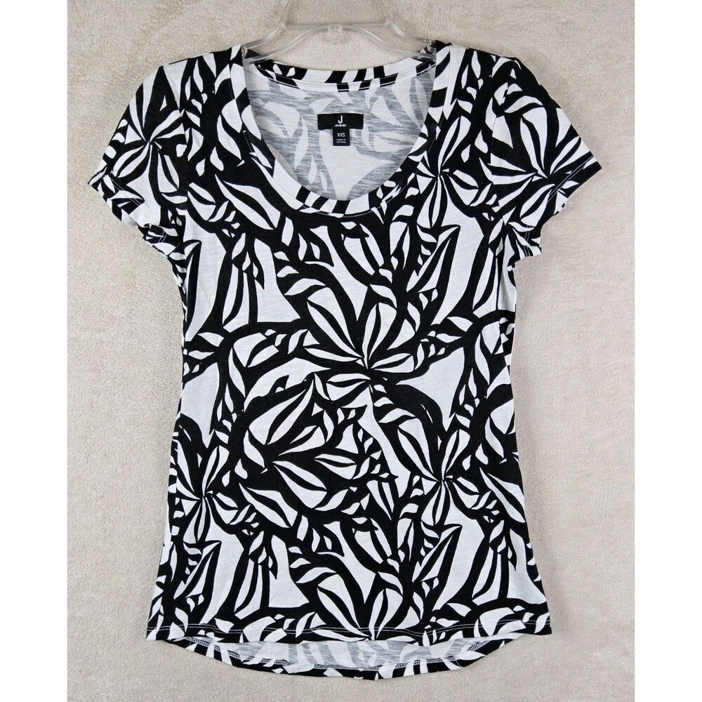 Jason Wu Women's Short Sleeve Hi Lo Printed T Shirt Top Size XXS